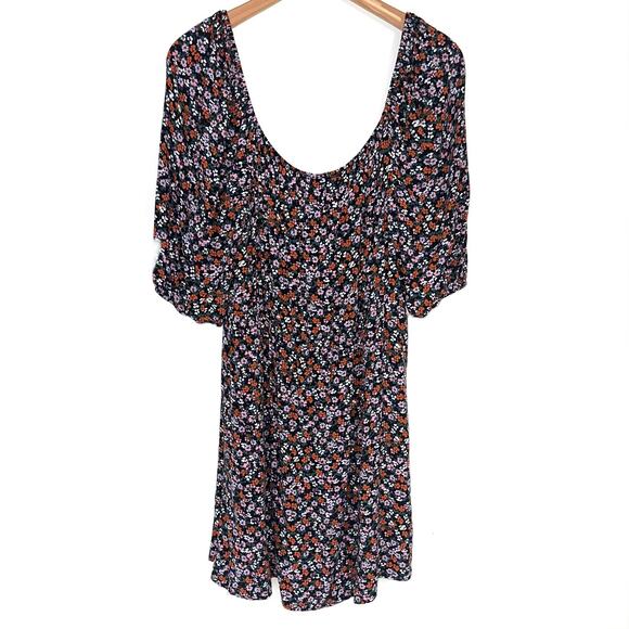 Wild Fable Floral Puff Sleeves Tie Front Mini Dress Size XXL - Picture 6 of 9